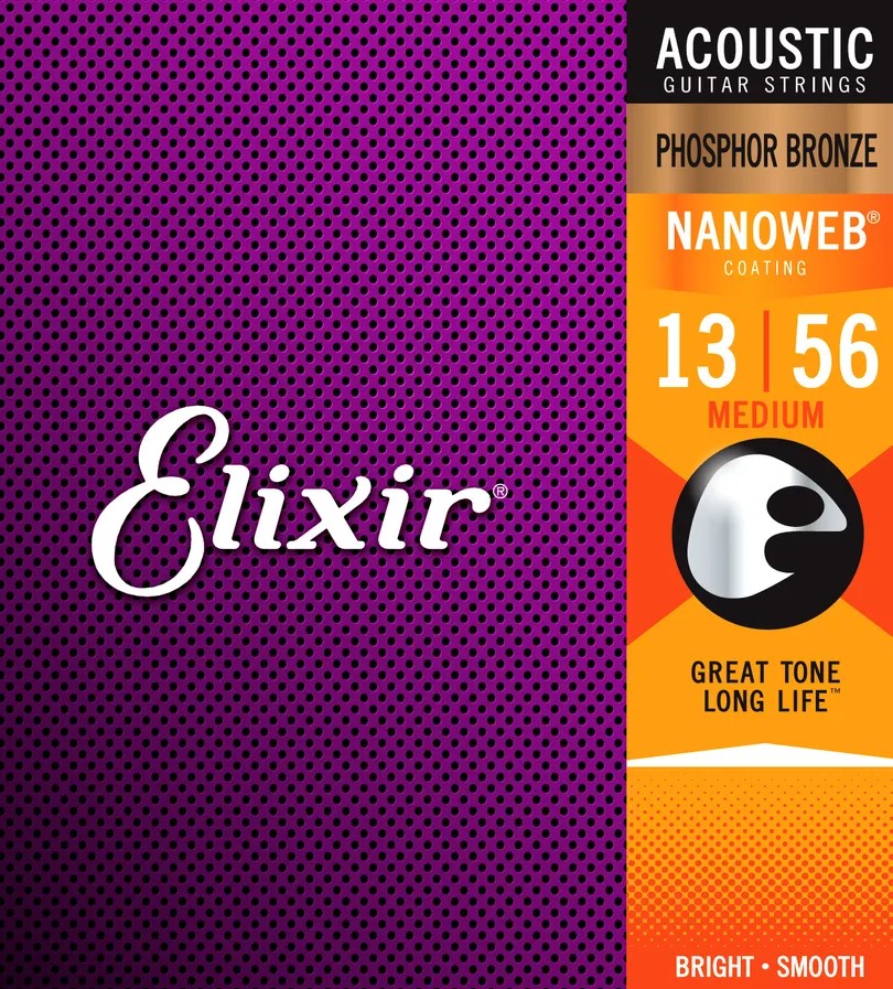Elixir Strings Nanoweb Acoustic Phosphor Bronze 13-56