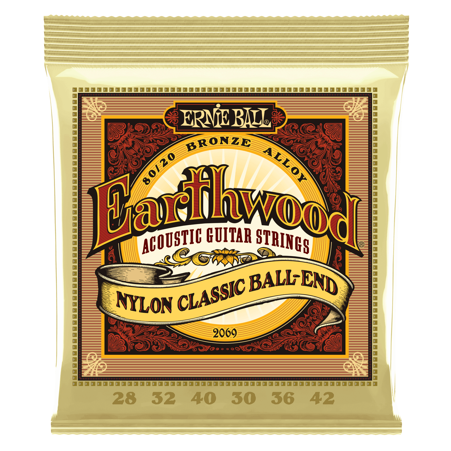 Ernie Ball 2069 Earthwood 80/20 Bronze Classical Guitar String Set 28-42