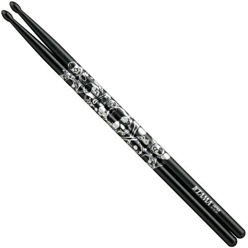 Tama Drumsticks 5A Japanese Oak Black with Silver Skulls