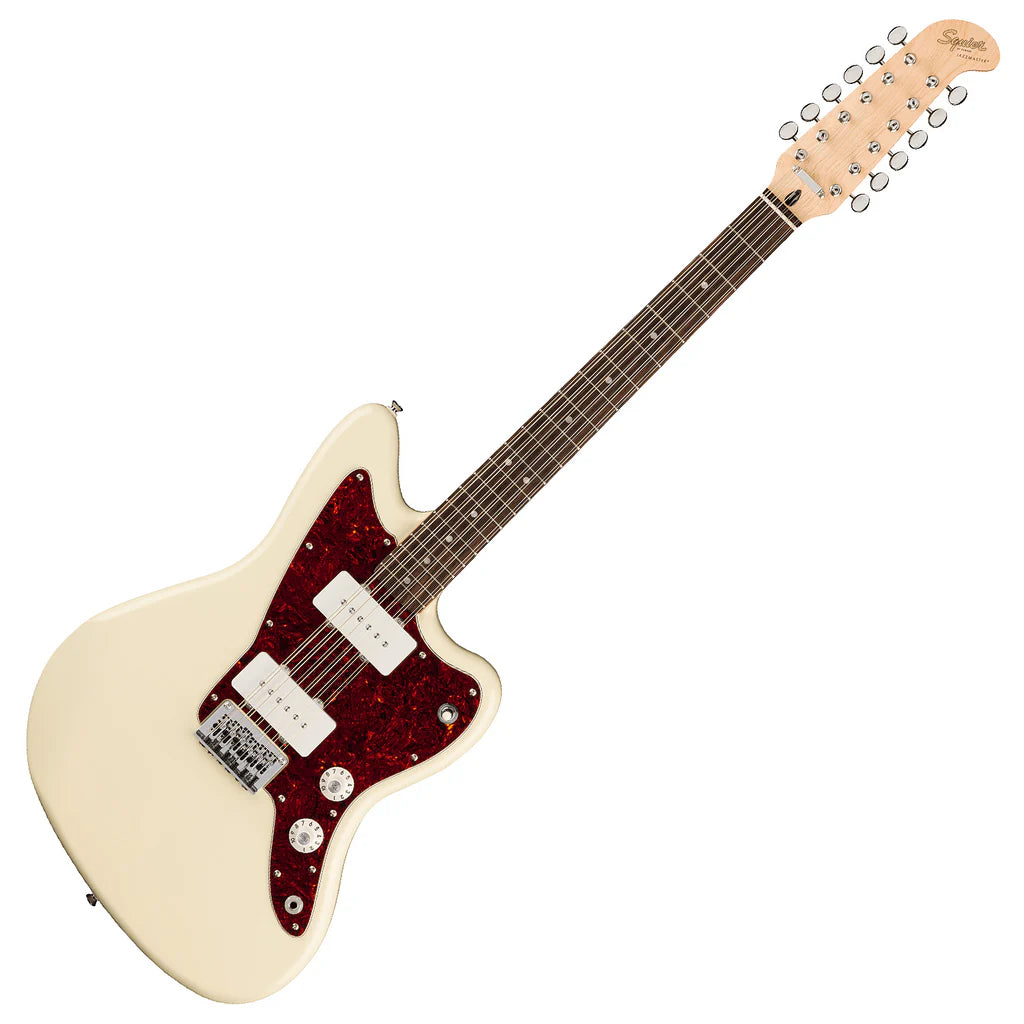 Fender Squire 0377051505 Paranormal Jazz Master XII LRL Electric Guitar (Olympic White)