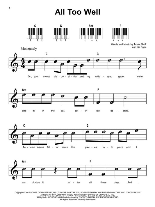 Super Easy Songbook - Taylor Swift (2nd Edition)