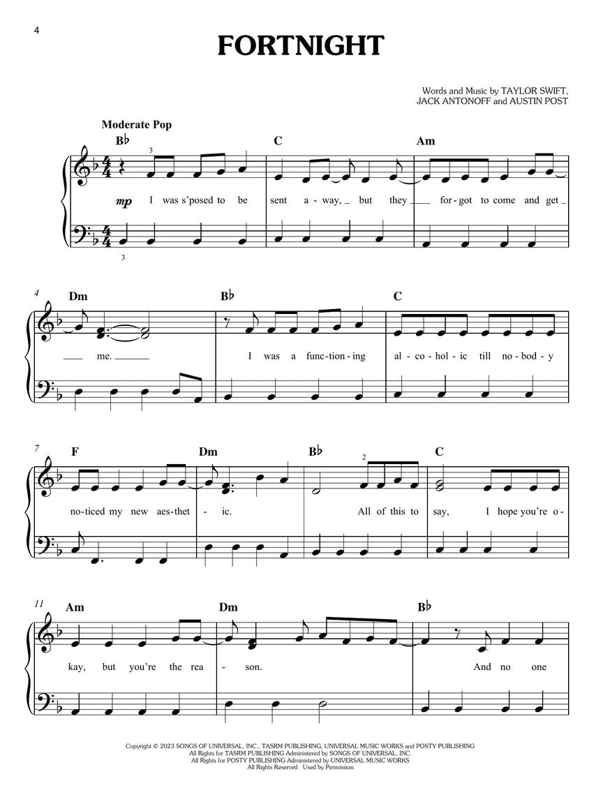 Taylor Swift - The Tortured Poets Department: The Anthology (Easy Piano)