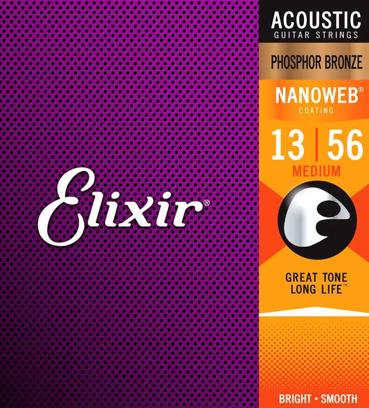 Elixir Strings Nanoweb Acoustic Phosphor Bronze 13-56