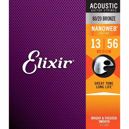 Elixir Strings Nanoweb Acoustic 80/20 Bronze 13-56