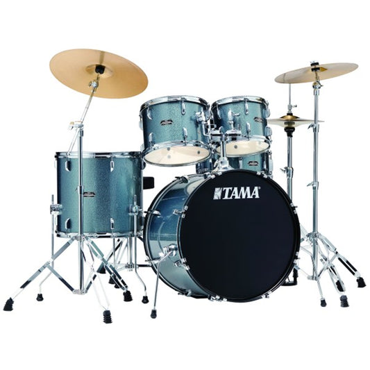 TAMA ST52H6CLGS Stagestar 5-Piece Rock Drum Kit (Sea Blue Mist) w/Hardware and Cymbals