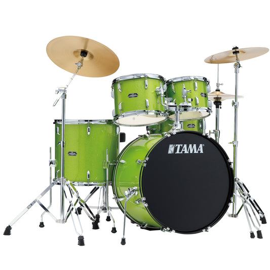 TAMA ST52H6CLGS Stagestar 5-Piece Rock Drum Kit (Lime Green Sparkle) w/Hardware and Cymbals