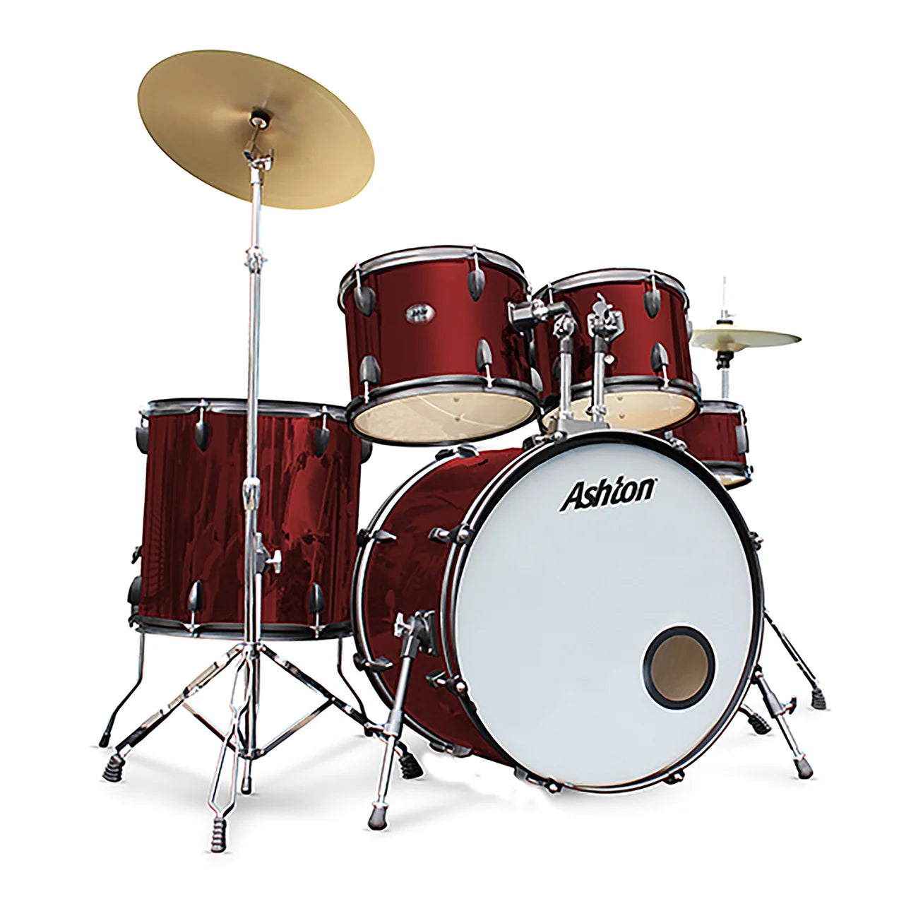 Ashton TDR322 5 Piece Drum Kit with 22" Bass Drum (Wine Red)