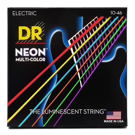 DR Strings NMCE-10 Hi-Def Neon Multi-Color K3 Coated Medium Electric Guitar Strings 10-46