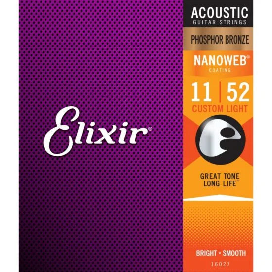 Elixir Strings Nanoweb Acoustic Phosphor Bronze 11-52