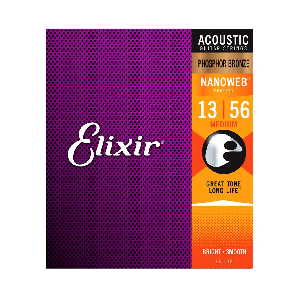 Elixir Strings Nanoweb Acoustic Phosphor Bronze 13-56