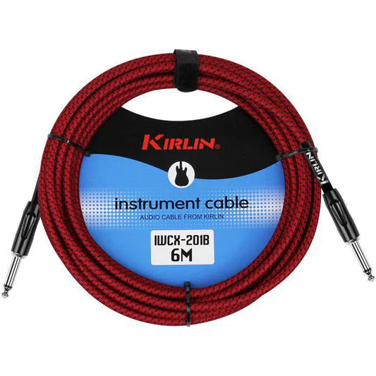 Kirlin Entry Woven Straight to Straight Instrument Cable 6m (Black & Red)