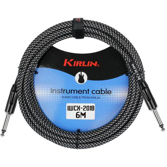 Kirlin IWCX201B Entry Woven Straight to Straight Instrument Cable 6m (Black & White)