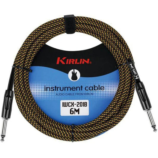 Kirlin IWCX201B Entry Woven Straight to Straight Instrument Cable 6m (Black & Yellow)