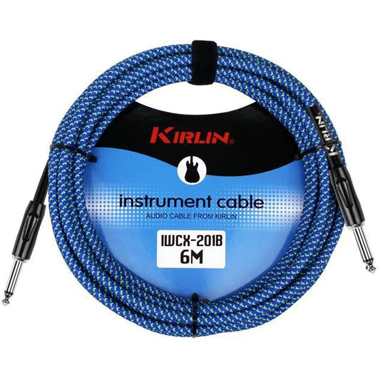 Kirlin IWCX201B Entry Woven Straight to Straight Instrument Cable 6m (Blue & Green)