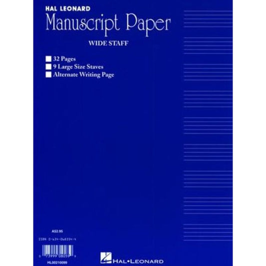 Wide Staff Manuscript 32 Page (9 Staves/Interleaved)