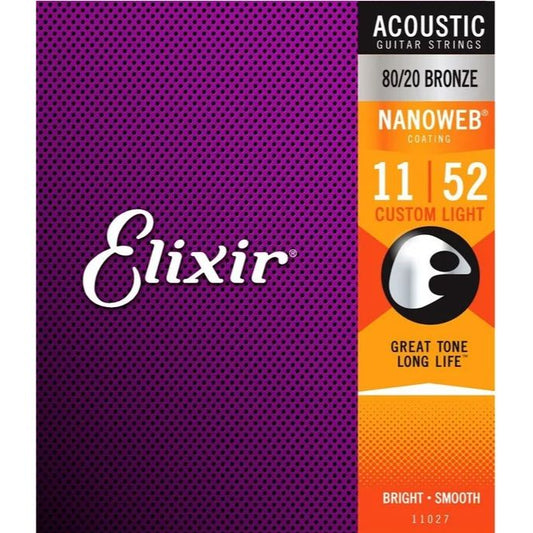 Elixir Strings Nanoweb Acoustic 80/20 Bronze 11-52