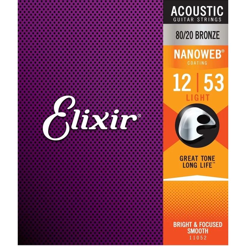 Elixir Strings Nanoweb Acoustic 80/20 Bronze 12-53