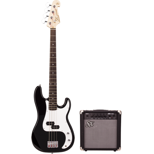 SX (SB2SKBK) Electric Bass and Amp Package (Black)