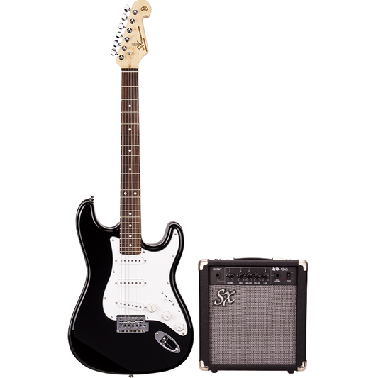 SX (SE1SKBK) Electric Guitar and Amp Package (Black)