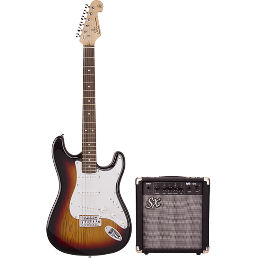 SX (SE1SK3TS) Electric Guitar and Amp Package (3 Tone Sunburst)
