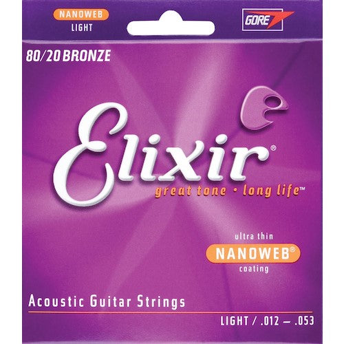 Elixir Strings Nanoweb Acoustic 80/20 Bronze 12-53