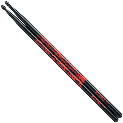 Tama Drumsticks 5B Japanese Oak Black with Red Flames