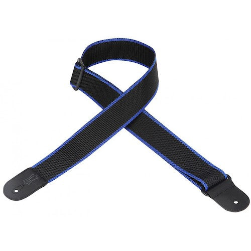 Levys M8POLY-BKB Guitar Strap Classics Series Cotton Polypropylene 2-inch Wide Black Blue