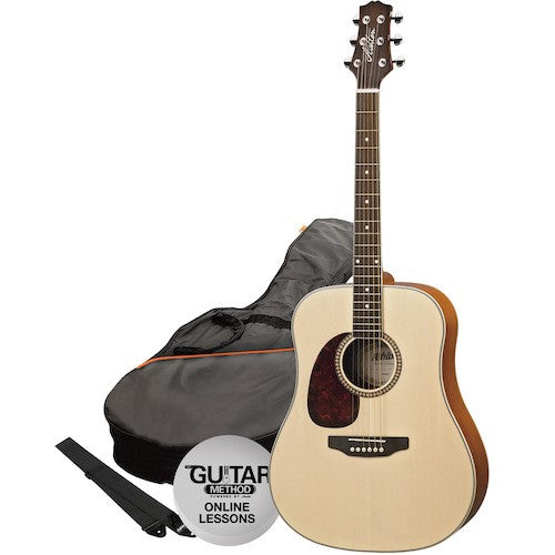 Ashton D25 Acoustic Steel String Lefty Guitar Pack w/Bag (Natural Matt)