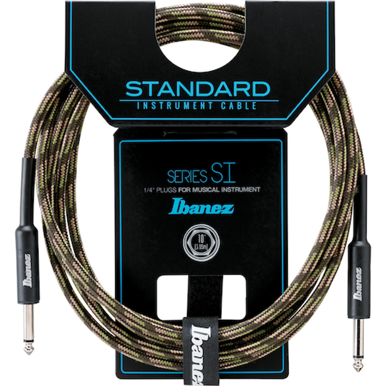 Ibanez Guitar Cable 10ft Woven, Camouflage Green