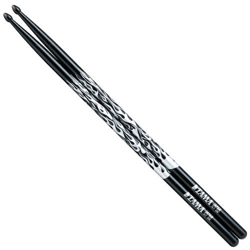 Tama Drumsticks 5A Japanese Oak Black with Silver Flames